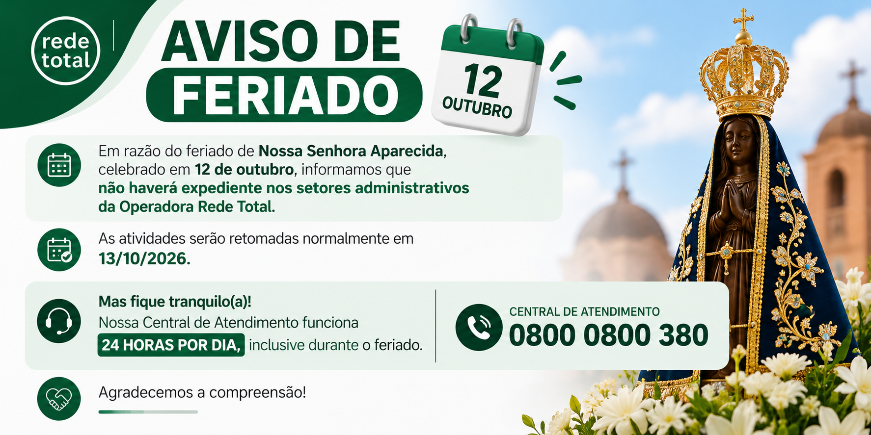 Feriado Nossa Senhora Aparecida